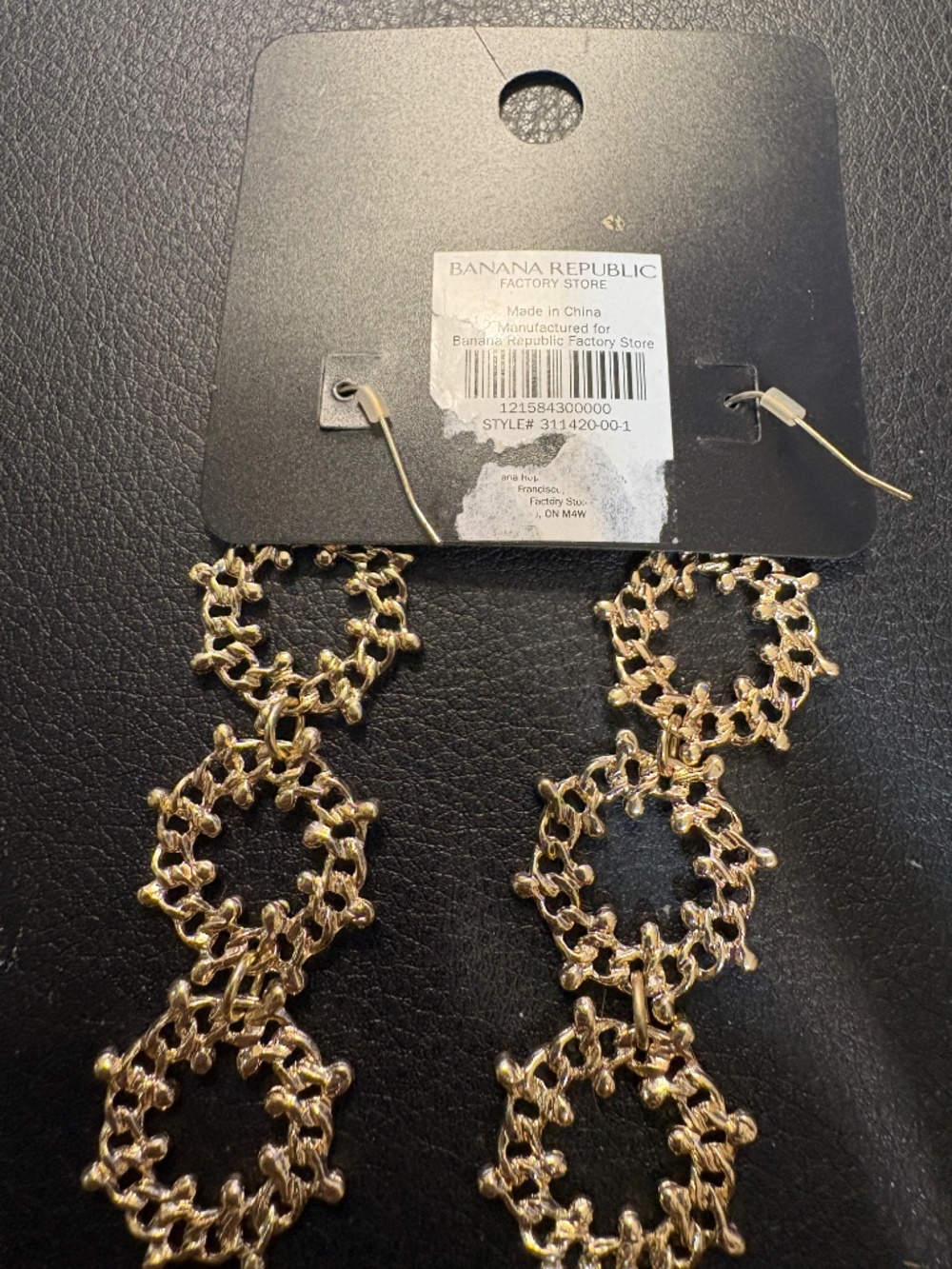 Banana Republic Polished Gold Tone Triple Crystal Filigree Pierced Earrings NWT - Picture 2 of 4